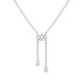 925 Sterling Silver Freshwater Pearls Spiral Tassel Pendant Necklace & Drop Earrings Jewelry Set