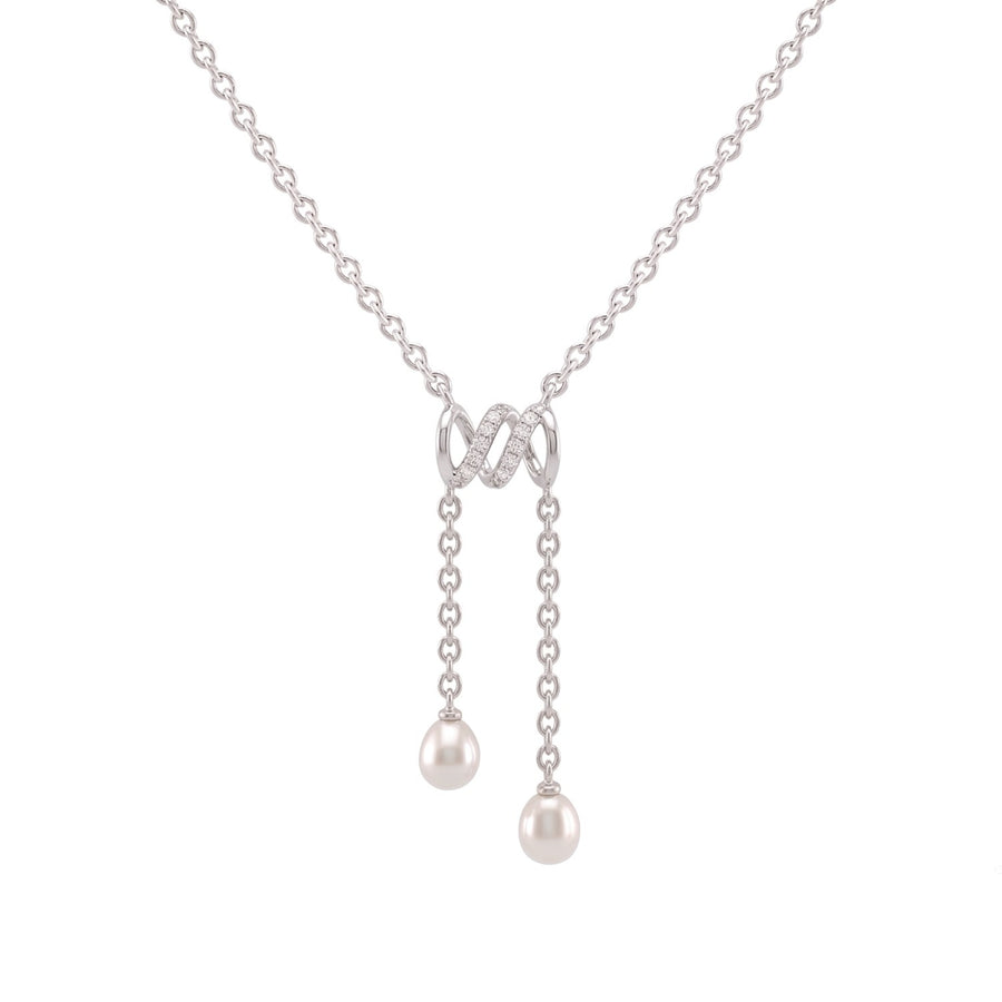 925 Sterling Silver Freshwater Pearls Spiral Tassel Pendant Necklace & Drop Earrings Jewelry Set