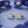 925 Silver Floral Crystal Stud Earrings