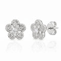 925 Silver Floral Crystal Stud Earrings