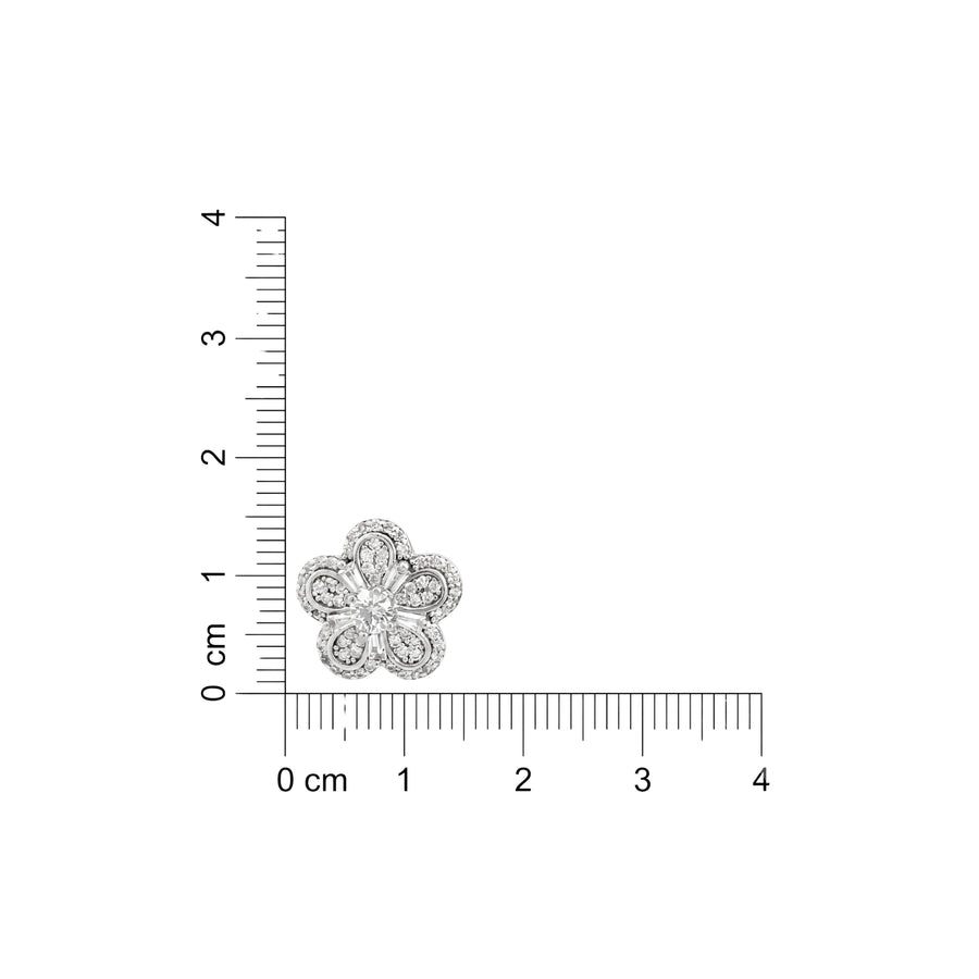 925 Silver Floral Crystal Stud Earrings