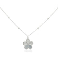 925 Silver Floral Pendant Necklace & Earrings Set – Elegant Textured Flower Jewelry for Women