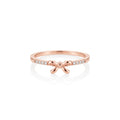 925 Sterling Silver Rose Gold Bow Ring – Dainty CZ Ribbon Ring for Women