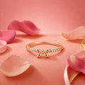 925 Sterling Silver Rose Gold Bow Ring – Dainty CZ Ribbon Ring for Women
