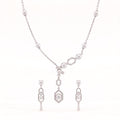 925 Sterling Silver Freshwater Pearls Geometric Pendant Necklace & Drop Earrings Jewelry Set