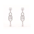 925 Sterling Silver Freshwater Pearls Geometric Pendant Necklace & Drop Earrings Jewelry Set