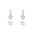 925 Sterling Silver Freshwater Pearl Drop Earrings with Cubic Zirconia for Women