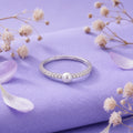 925 Sterling Silver Pearl Ring – Adjustable CZ Accent Minimalist Ring for Women