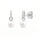 925 Sterling Silver Freshwater Pearl Drop Earrings with Cubic Zirconia for Women