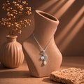 925 Sterling Silver Double Heart Pearl Pendant – Elegant CZ Accent Pearl Charm