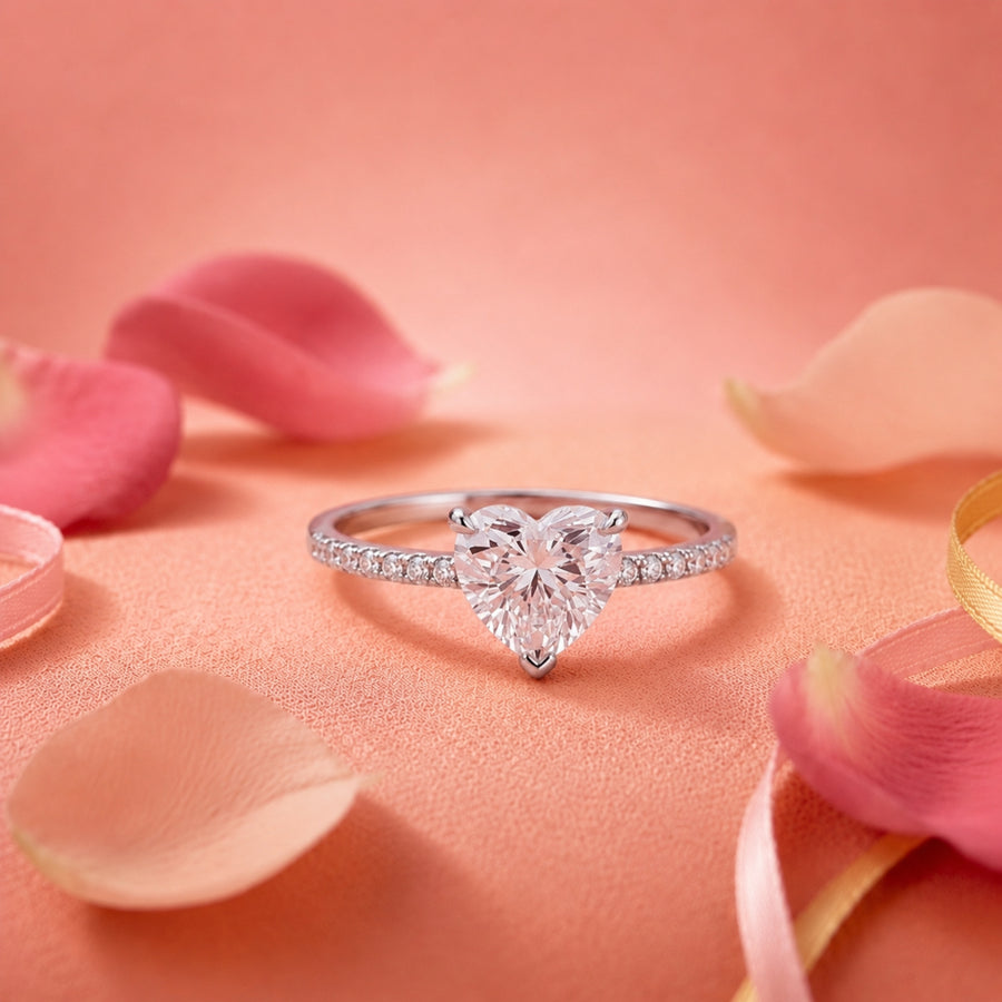 Heart Cut Solitaire Ring – 925 Sterling Silver CZ Engagement Ring for Women