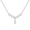 925 Sterling Silver Freshwater Pearls Double Heart Pendant Necklace & Drop Earrings Jewelry Set
