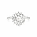 925 Sterling Silver Pearl Blossom Adjustable Ring with Freshwater Pearl