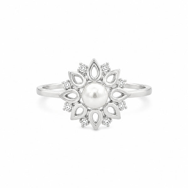 925 Sterling Silver Pearl Blossom Adjustable Ring with Freshwater Pearl