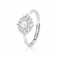 925 Sterling Silver Pearl Blossom Adjustable Ring with Freshwater Pearl