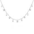 925 Sterling Silver Freshwater Pearl Butterfly Station Necklace & Drop Earrings Jewelry Set