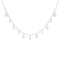 925 Sterling Silver Freshwater Pearl Tulip Charm Station Necklace & Drop Earrings Jewelry Set