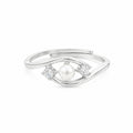 925 Sterling Silver Evil Eye Adjustable Ring with Freshwater Pearl