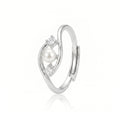 925 Sterling Silver Evil Eye Adjustable Ring with Freshwater Pearl