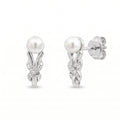 925 Sterling Silver Freshwater Pearl Stud Earrings with Cubic Zirconia