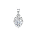 925 Sterling Silver Crown Round Cubic Zirconia Solitaire Pendant