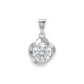 925 Sterling Silver Blooming Petals Round Cubic Zirconia Pendant