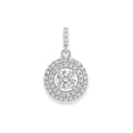925 Sterling Silver Round Double Halo Cubic Zirconia Solitaire Pendant