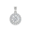 925 Sterling Silver Round Halo Cubic Zirconia Solitaire Pendant