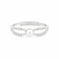 925 Sterling Silver Double Band Adjustable Ring with Freshwater Pearl