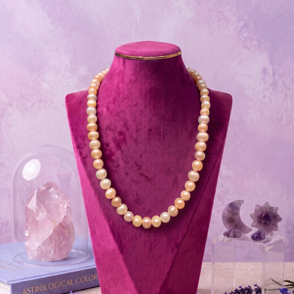 Elegant Multicolor Freshwater Pearl Necklace – 20-Inch 10 mm Classic Pearl Strand with Adjustable Gold-Tone Clasp