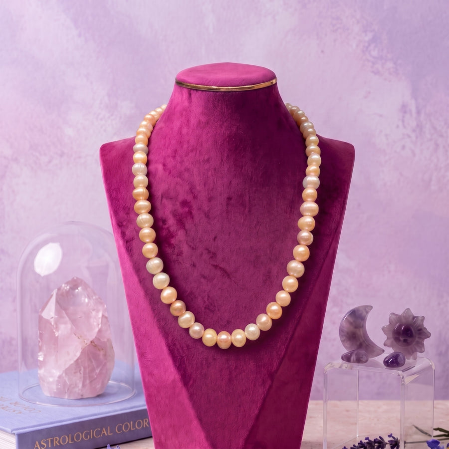 Elegant Multicolor Freshwater Pearl Necklace – 20-Inch 10 mm Classic Pearl Strand with Adjustable Gold-Tone Clasp
