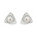 925 Sterling Silver Trinity Triangle Freshwater Pearl Stud Earrings for Women
