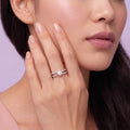 925 Sterling Silver Double Band Adjustable Ring with Freshwater Pearl