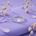 925 Sterling Silver Double Band Adjustable Ring with Freshwater Pearl