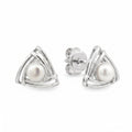 925 Sterling Silver Trinity Triangle Freshwater Pearl Stud Earrings for Women