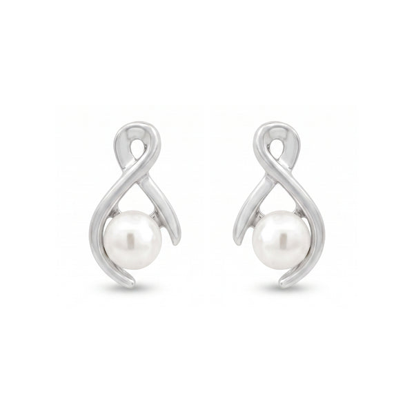 925 Sterling Silver Infinity Pearl Stud Earrings for Women