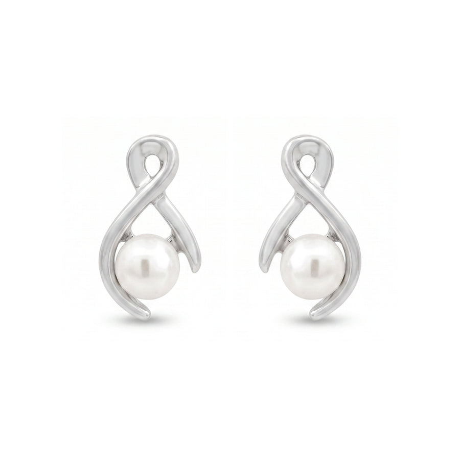 925 Sterling Silver Infinity Pearl Stud Earrings for Women