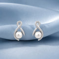 925 Sterling Silver Infinity Pearl Stud Earrings for Women