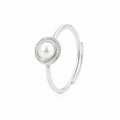 925 Sterling Silver Vintage Halo Adjustable Freshwater Pearl Ring