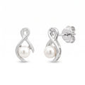 925 Sterling Silver Infinity Pearl Stud Earrings for Women