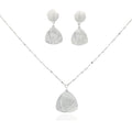 925 Silver Textured Triangle Pendant Necklace & Earrings Set – Minimalist Geometric Jewelry for Women