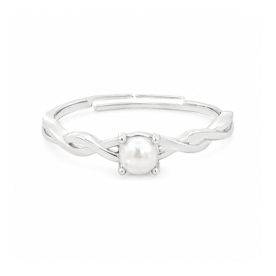 925 Sterling Silver Infinity Twist Adjustable Freshwater Pearl Ring