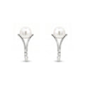 925 Sterling Silver Pearl Stud Earrings with CZ Accent