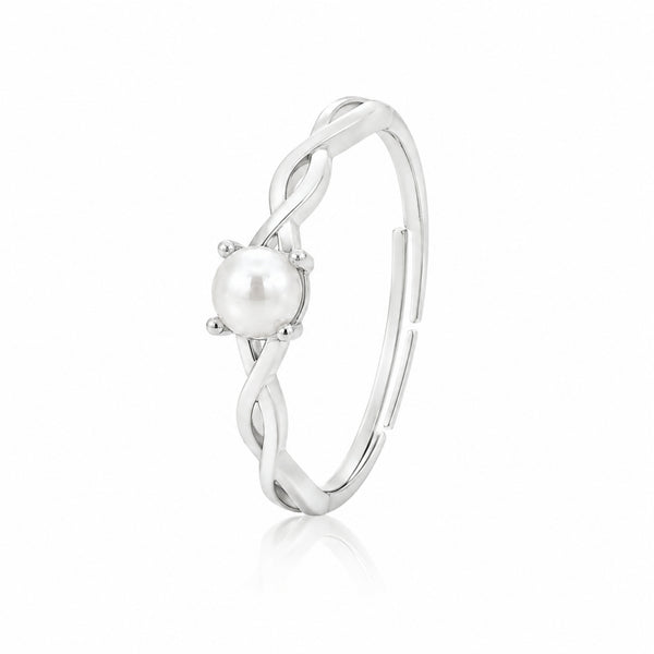 925 Sterling Silver Infinity Twist Adjustable Freshwater Pearl Ring