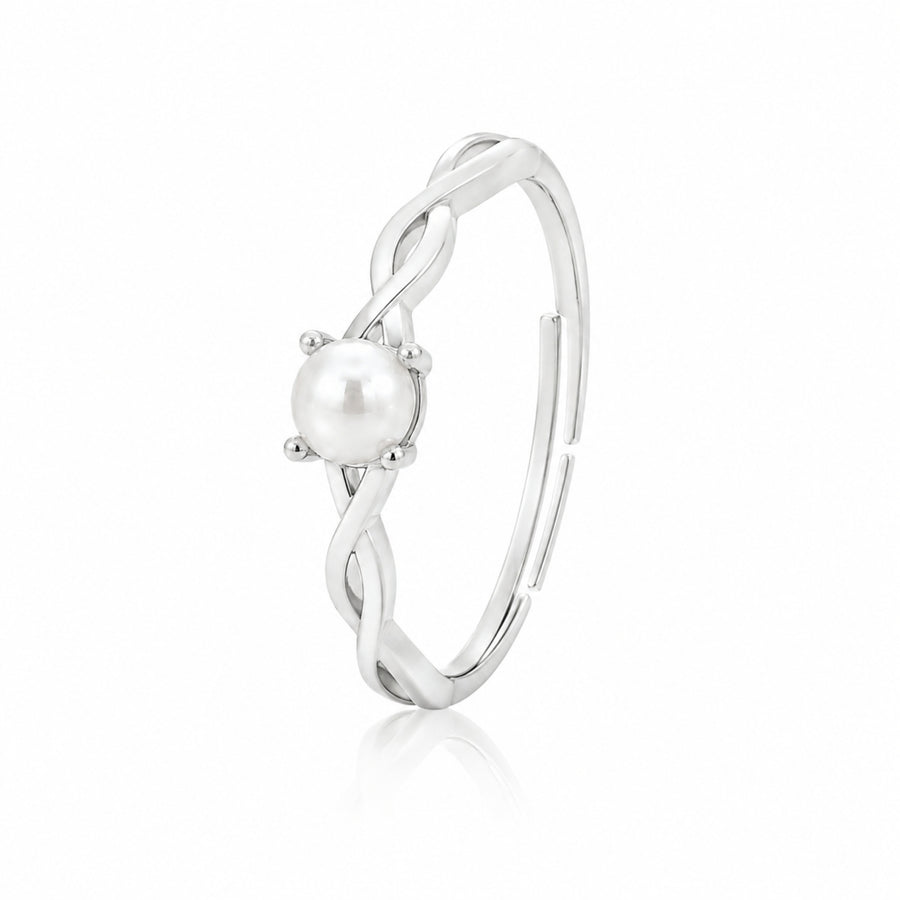 925 Sterling Silver Infinity Twist Adjustable Freshwater Pearl Ring