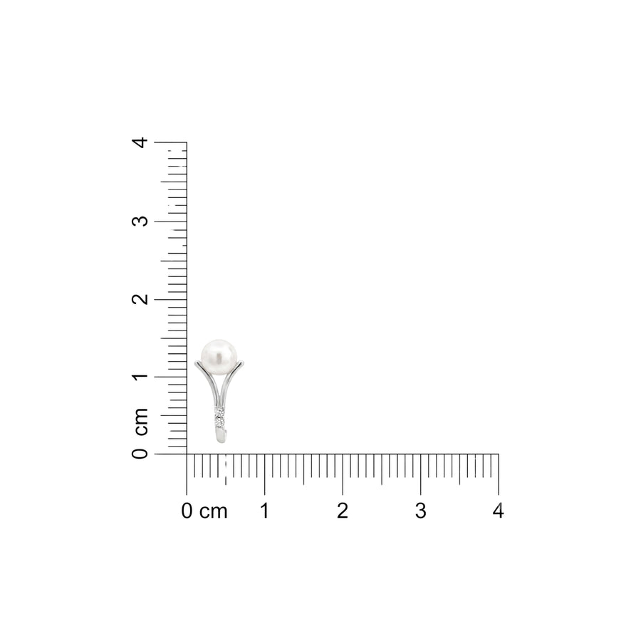 925 Sterling Silver Pearl Stud Earrings with CZ Accent