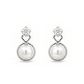 925 Sterling Silver Pearl & CZ Drop Stud Earrings