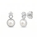 925 Sterling Silver Pearl & CZ Drop Stud Earrings
