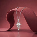 925 Sterling Silver Double Heart Pearl Drop Pendant