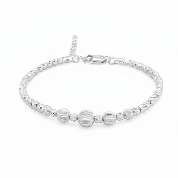 The Contemporary Textured Sphere Silver Kada